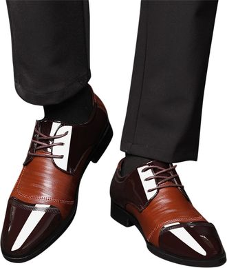 Generic Dress Shoes for Men Comfortable Wide, Leather Shoe Lace Up Oxfords Formal Shoes Pointed Toe Derbys Shoe Trendy and Versatile Dress Loafers British Bus