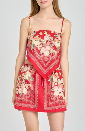 Wayf Luna Floral Scarf Camisole in Red Scarf at Nordstrom, Size X-Small