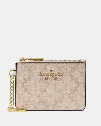 Kate Spade New York Womens Flower Key Ring Card Holder - Beige - One Size