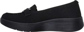Skechers Dames-sportschoenen met gestructureerd breisel, Arch Fit-pasvorm en plateauzool (Zwart)