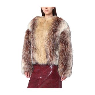 Halfboy Faux Fur & Shearling Jackets, female, Brown, L, Short Fur Coat