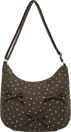 Generic Women Polka Dots Zipper Hobo Purse Bow-Knot Handbag for Travel Work (Brown) (Style 4)