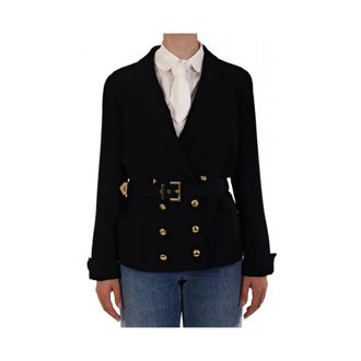 Emporio Armani Dames, Jassen, Zwart, Maat: 2XL Leer