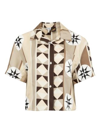 Loewe Camicia a maniche corte con stampa geometrica - Marrone