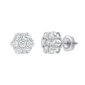 LuvMyJewelry Meadow 1.25 Ct TW Lab Grown Diamond Cluster Studs 14K Gold Earrings