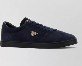 Prada suede low profile round toe sneakers