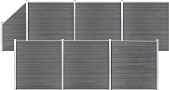 vidaXL Vidaxl - Set De Valla 6 Cuadradas + 1 Oblicua Wpc Gris 1138x186 Cm