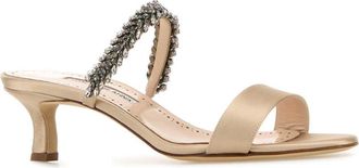 Manolo Blahnik Womens Nude Satin Kifasan Mules Mnud Sandali Sandal