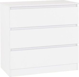 Seconique Malvern 3 Drawer Chest - L40 x W80 x H77 cm - White