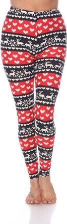 White Mark Printed Leggings In Red / White