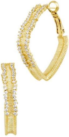 Savvy Cie Jewels 18k Gold Plated Square Sparkle Hoop Earrings in Yellow at Nordstrom Rack