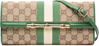 Gucci Green GG Canvas Web Bamboo Bar Crossbody