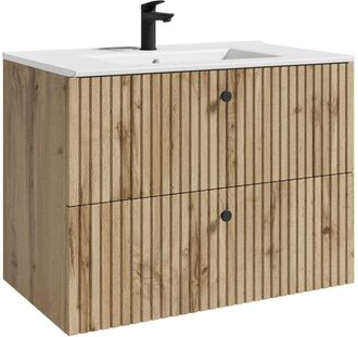 Badplaats Mueble De Ba&ntilde;o Saros 80 X 45 Cm - Roble - Mueble De Ba&ntilde;o Con Lav