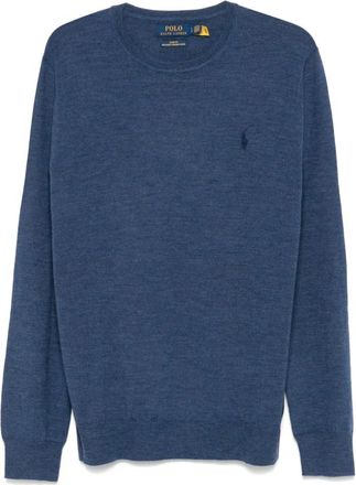 Polo Ralph Lauren Truien & Vesten, Heren, Blauw, S, Katoen, Blauwe Trui met Olijfgroene Details