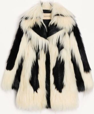 Valentino Cappotto In Shearling Donna NERO/AVORIO 38