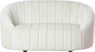 Beliani Beliani - Sof&aacute; 2 Plazas Terciopelo Asiento Acolchado Respaldo Bajo Retro Contempor&aacute;neo Blanco Crema Malung