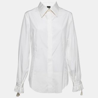 Gianfranco Ferre Off White Cotton Tassel Detail Button Front Shirt