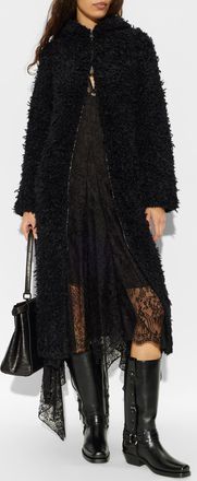 Fendi Wool Coat With Hood, Womens, Black