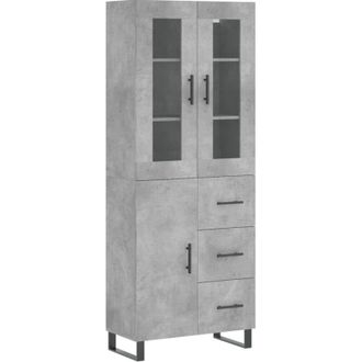 vidaXL Vidaxl - Aparador Alto Madera Contrachapada Gris Hormig&oacute;n 69,5x34x180 Cm