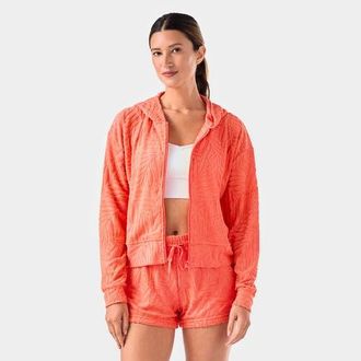 Tavi Palm Terry Zip Hoodie in Hot Coral at Nordstrom, Size Xx-Large