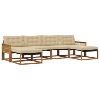 vidaXL Conjunto De Sof&aacute;s De Exterior Con Coj&iacute;n 6 Pcs Natural Y Beige Vidaxl