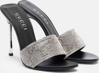 Gucci Bombshell 120 embellished satin mules