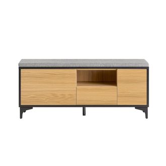 SoBuy Banco zapatero con 1 caj&oacute;n y 2 puertas natural y negro