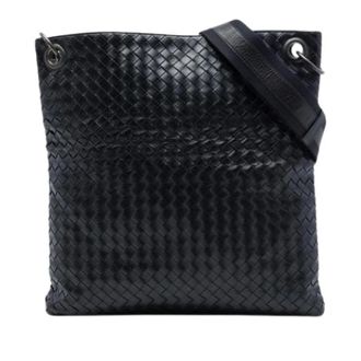 Bottega Veneta Pre-owned Woven Leather Crossbody Bag - Dames - Pre-owned - Zwart - Maat: ONE Size Leer