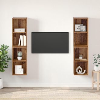 Berkfield Home Wall TV Cabinet 4 pcs Old wood 37 x 37 x 72 cm Engineered wood in Brown