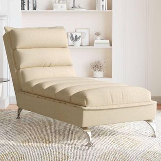 vidaXL Chaise Longue con Cuscini Crema in Tessuto - Vidaxl