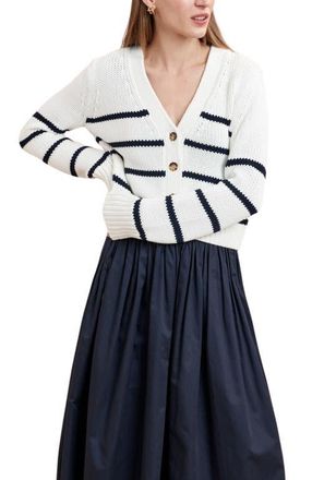 La Ligne Mini Marina Cardigan in Cream/navy at Nordstrom, Size X-Large