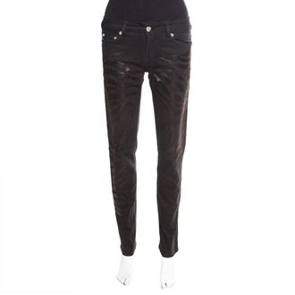 Just Cavalli Black Washed Denim Crystal Embellished Skinny Jeans
