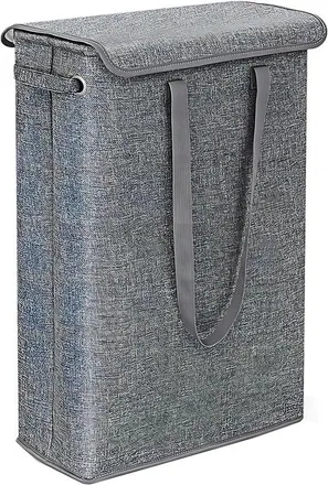 OEM Cesto De Ropa Estrecho Con Tapa De 45 L, Cesto De Ropa Plegable Para Ropa Sucia Con Asa De Transporte, Dormitorio Y Cuarto De Lavado (gris)