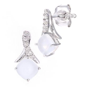 Diamant L'&eacute;ternel Womens 9ct White Gold 0.41ct Opal and 0.05ct Diamond Earrings - One Size