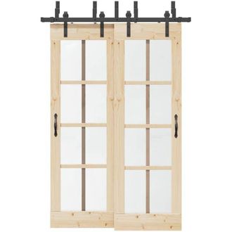 vidaXL Kit De Herrajes Para Puertas Correderas Acero Negro 152,5 Cm Vidaxl