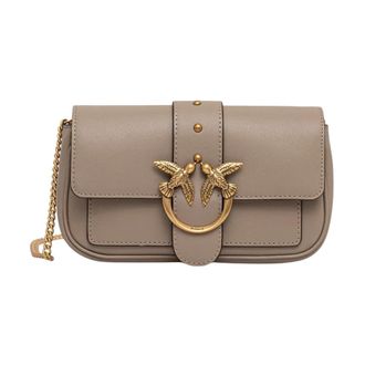 Pinko Love One Pocket Crossbody Bag - Dames - Schoudertassen - Beige - ONE Size - Leer - Tassen