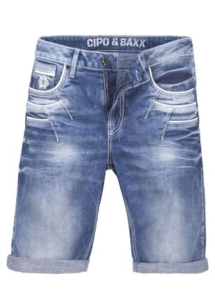 Cipo & Baxx Jeansbermudas CIPO & BAXX, Herren, Gr. 36, N-Gr, blau, Denim/Jeans, Obermaterial: 98% Baumwolle, 2% Elasthan, Abriebeffekte, slim fit kniebedeckend, J