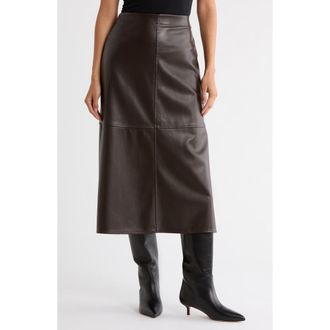 Max Studio Faux Leather A-Line Skirt in Dark Brown at Nordstrom Rack, Size X-Small