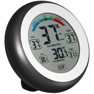 OEM Term&oacute;metro E Higr&oacute;metro Crezuo Redondo Negro Con Pantalla T&aacute;ctil Y Reloj