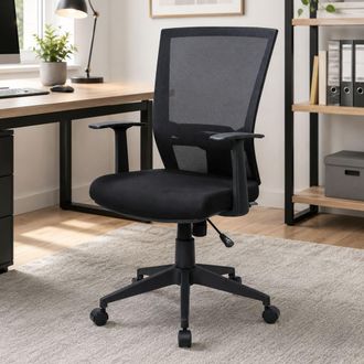 Dmora Silla De Oficina Dlom, Silla Ejecutiva De Malla Con Reposabrazos, Asiento De Oficina Ergon&oacute;mico, 59x64h96/106 Cm, Negro - Dmora