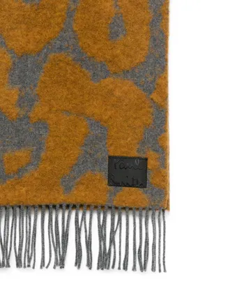 Paul Smith Leopard-Print Brushed Wool Scarf - Grey
