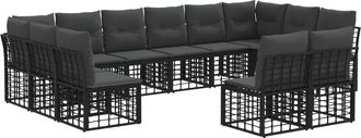 vidaXL Conjunto De Sof&aacute;s De Exterior Negro Y Gris Oscuro Poli&eacute;ster Vidaxl