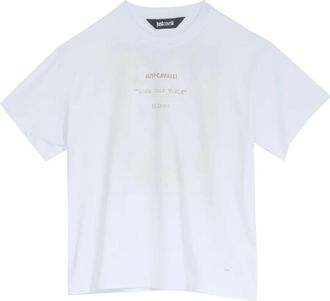 Just Cavalli Flames Graphic Katoenen T-shirt - Heren - T-shirts - Wit - L - Katoen - Tops