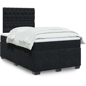 vidaXL Cama Box Spring Con Colch&oacute;n Terciopelo Negro 120x190 Cm Vidaxl