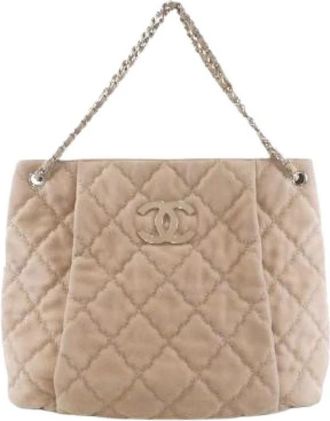 Chanel Pre-owned Hampton Line Calf Shoulder Bag - Dames - Vintage Schoudertas - Beige - ONE Size - Leer - Vintage