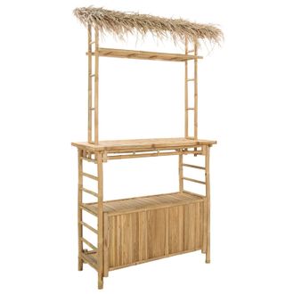 vidaXL Mesa De Bar Exterior Natural 110 X 50 X 209 Cm Bamb&uacute; Vidaxl