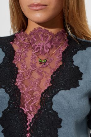 Valentino Garavani Necklace With A Butterfly Motif Pendant, Womens, Multicolour
