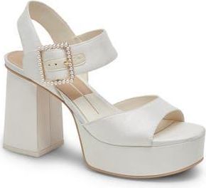 Dolce Vita Bobby Imitation Pearl Ankle Strap Platform Sandal in White Pearls at Nordstrom Rack, Size 10