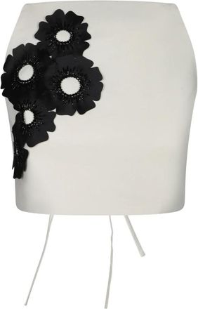 Msgm Zwarte ge&euml;mbosseerde mouwloze top met bloemen - Dames - Tops zonder mouwen - Wit - L - Katoen - Tops