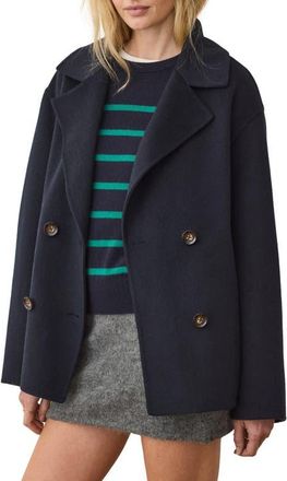 Marine Layer Colette Wool Blend Peacoat in Navy at Nordstrom, Size X-Large